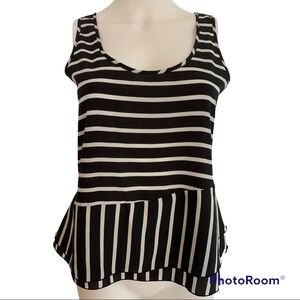 GAP Black Striped Breton Peplum Tank Top S